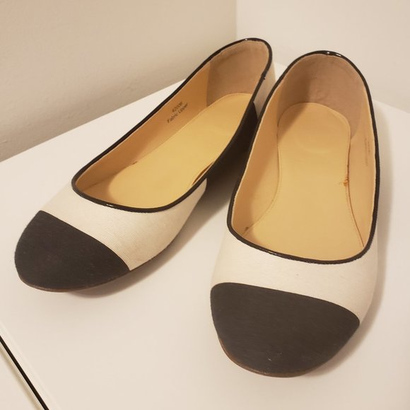 J. Crew Nora Black & White Striped Ballet Flats - Picture 1 of 8